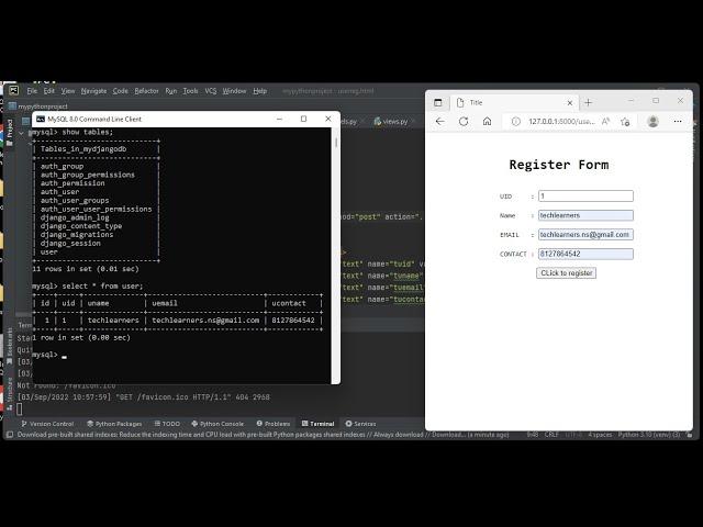 Python Django Mysql - CRUD Example Part 1 - Create and Insert in Mysql Database