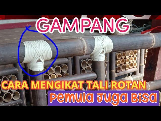 Cara mengikat tali rotan untuk sambungan bambu untuk  gazebo atau pagar dari bambu hitam.