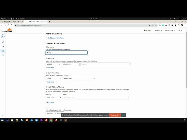 StreamTube - Cloudflare Create An API Token Key