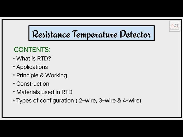 RTD || Resistance Temperature Detector ||  Temperature Sensors