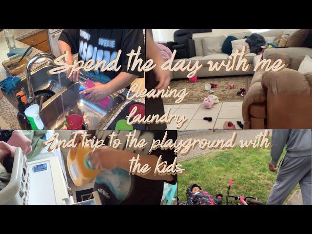 Spend the day with me| Cleaning| Laundry| Walk&Playground with kids