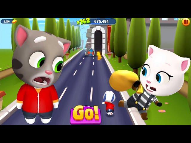 Talking Tom Gold Run Latest Update - Red Shirt Hank vs Raccoon Boss In Strange Town ()