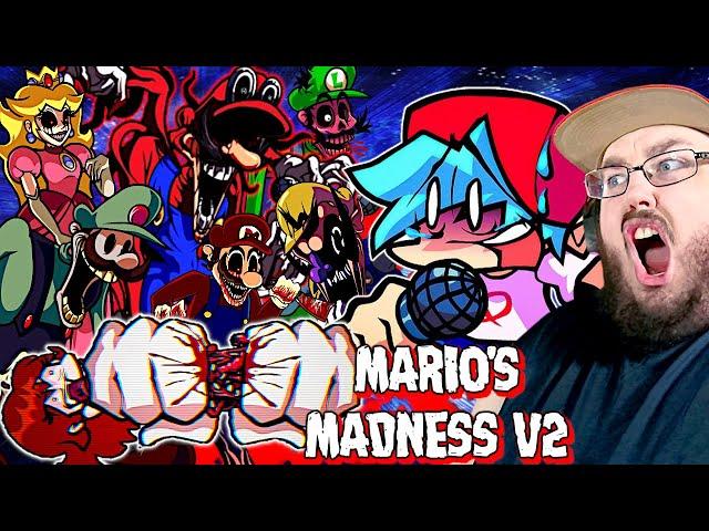Friday Night Funkin' VS Mario's Madness V2 FULL WEEK + Cutscenes (FNF Mod) Mario.EXE REACTION!!!