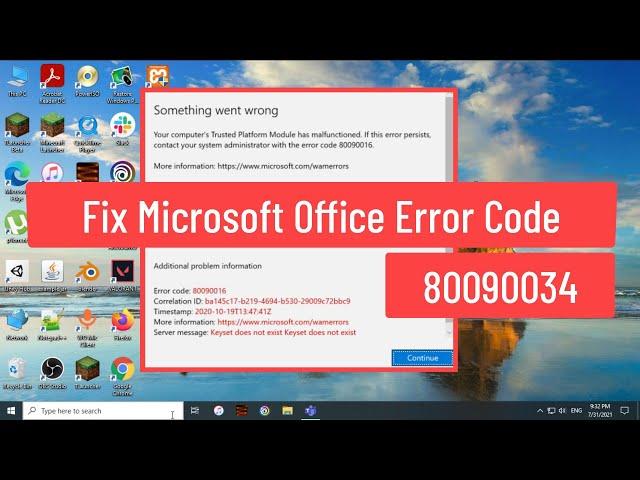 Fix Microsoft Office Error Code 80090034 Your Computer Trusted Platform Has Malfunctioned