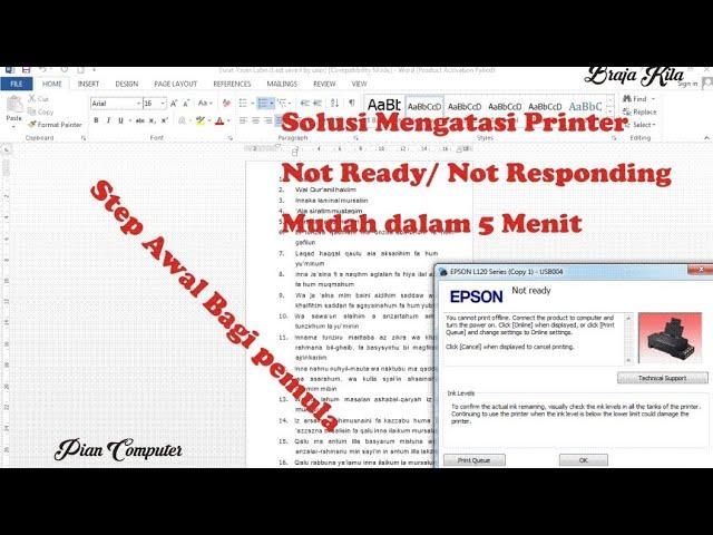 Mengatasi PRINTER NOT RESPONDING/NOT READY