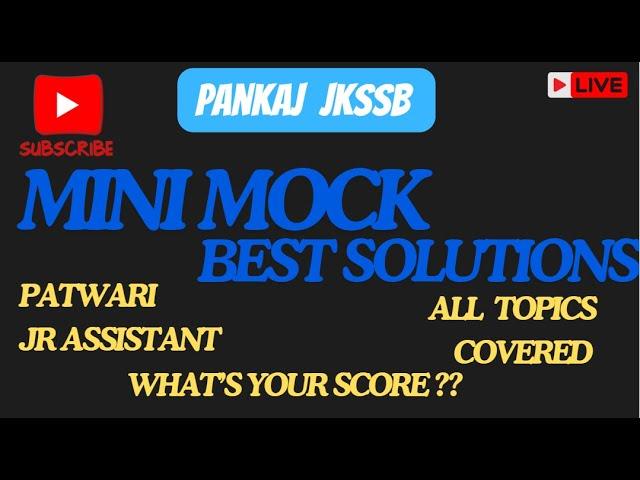 DAY 2 || PATWARI JR ASSISTANT MINI MOCK TEST MIXED QUESTIONS WITH SOLUTIONS || LIVE   @PANKAJ_JKSSB