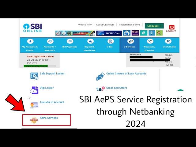 SBI AePS Service Registration Through Netbanking 2024 | Aadhaar Enabled Payment System