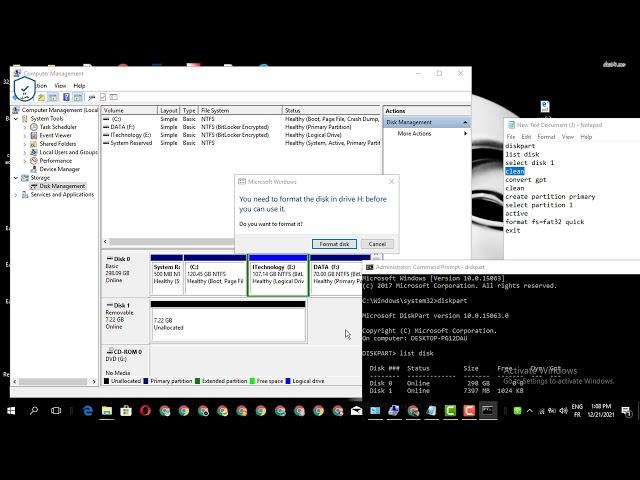 the system cannot find the file specified usb format error