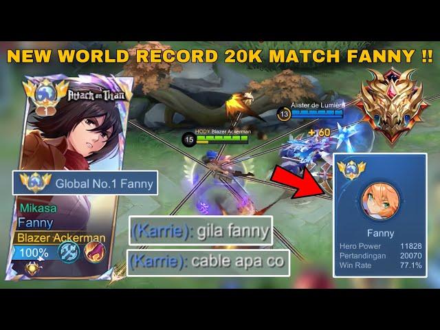 AKHIRNYA 20.000 MATCH FANNY! NEW WORLD RECORD Kekuatan FANNY Blazer Mode Agressive- Mobile Legends