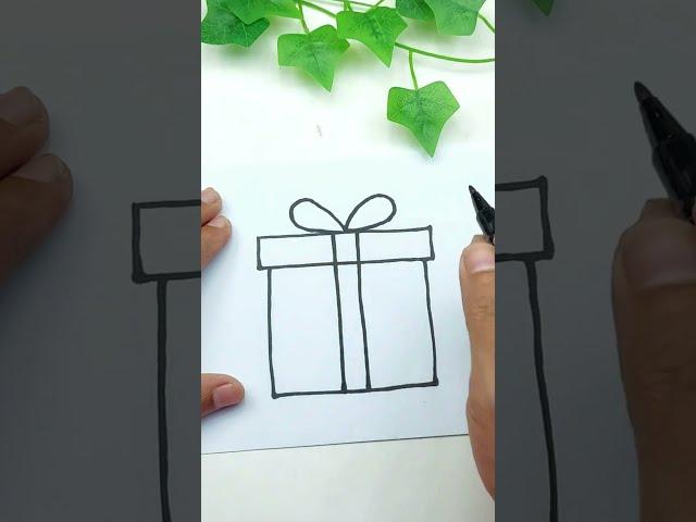 How to Draw Christmas Gift Box Easy | Creative Drawing Ideas #shorts