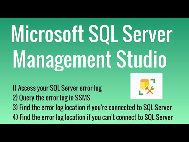 How to access SQL Server error log in Microsoft SQL Server Management Studio | Tutorial or Beginners