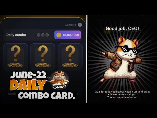 HAMSTER KOMBAT: Daily Combo Card | Cipher Code Today (22-JUNE)  #crypto #hamsterkombat #airdrop2024