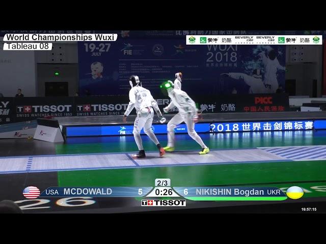 2018 242 T08 01 M E Individual Wuxi World Championships BLUE NIKISHIN UKR vs MCDOWALD USA