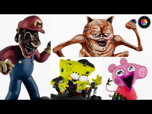 MAKING ALL FNF Mods (Gorefield, Mario.Exe, Sponge Bob & Peppa Pig Pibby) - Clay #15 | PlastiVerse