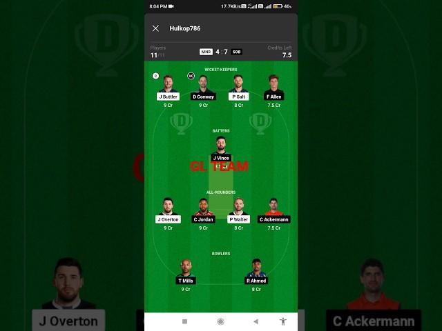 MNR VS SOB DREAM11 PREDICTION|| SOB VS MNR DREAM11 PREDICTION|| #dream11