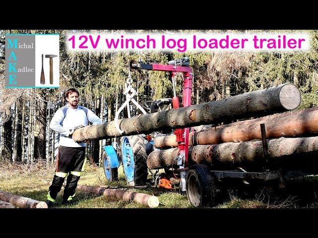 12V winch log loader trailer