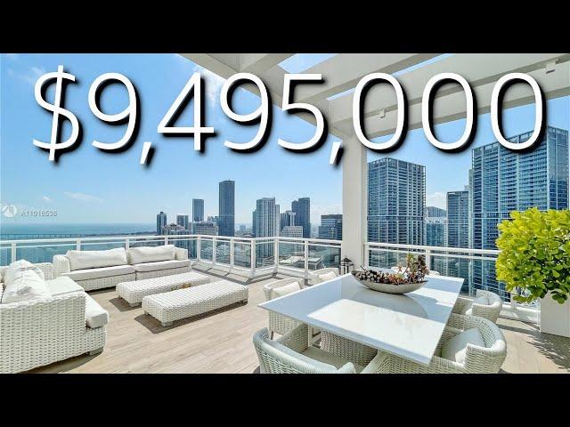 BEST VIEWS OF MIAMI IN THIS $9,495,000 THREE-STORY PENTHOUSE! PRIVATE POOL, ELEVATOR, 7 BALCONIES!