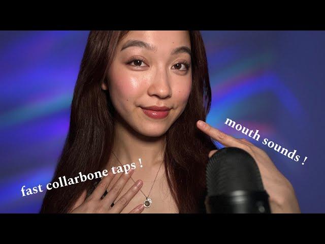 ASMR Fast Collarbone Tapping, Skin Scratching & Mouth Sounds  Hand Movements  Fabric Scratching