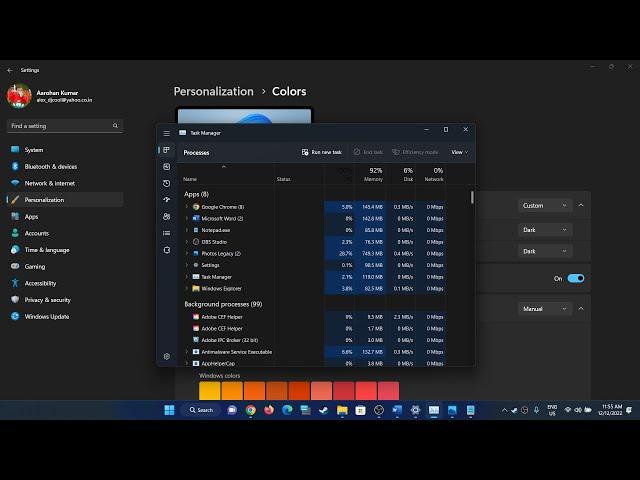 Windows 11:Fix Task Manager Shows Unexpected Colors/Hard To Read In Light/Dark Mode