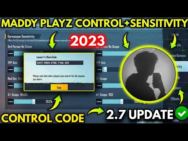 (2023) Maddy Playz New Live 2.7 Sensitivity Settings/ Maddy Playz Control Code | PUBG MOBILE