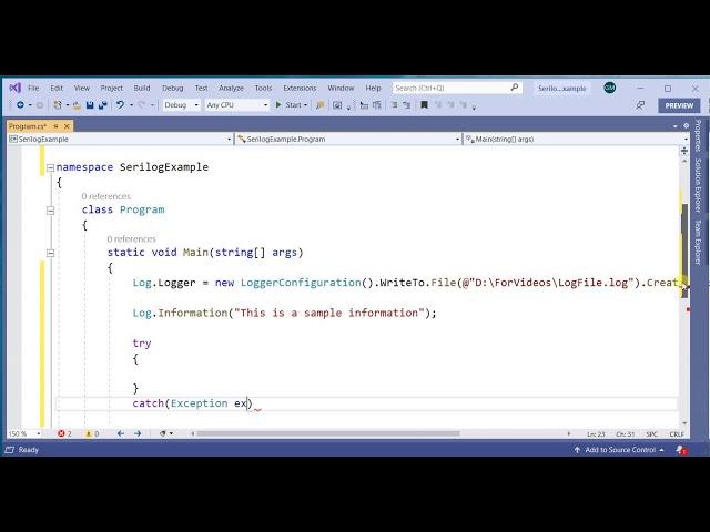 Start using simple logging mechanism in C# using a powerful Serilog framework.