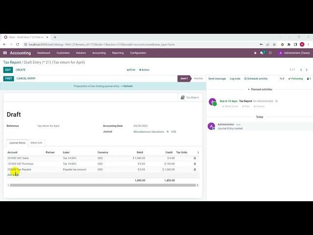 Accounting Module / Closing Taxes by tax report [Another way] |طريقة اخري لقفل الضرائب