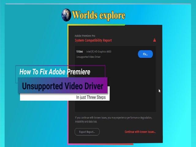 How to fix adobe after effect|premiere pro 2023 system compatibility report Unsupported Video Driver