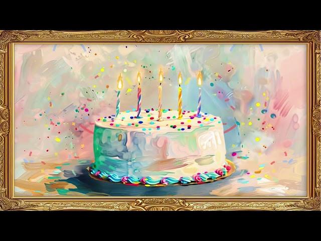 Happy Birthday Celebration Music | Cake & Balloons Frame TV Art in 4K HD | Bday Party Song Confetti