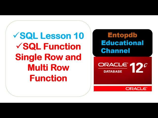 SQL Function | single row and multi row functions in sql Lesson 10 | Part 01