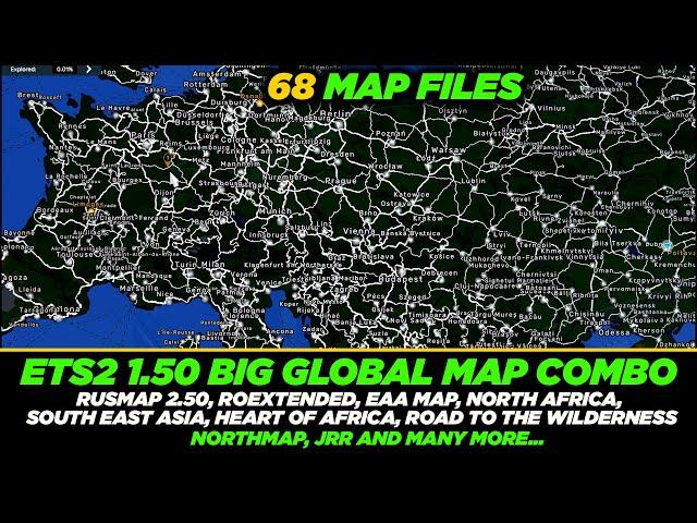 ETS2 1.50 Global Map Combo - RusMap 2.50, EAA Map, Trans-Siberia Truckway, Kirov, Southeast Asia....