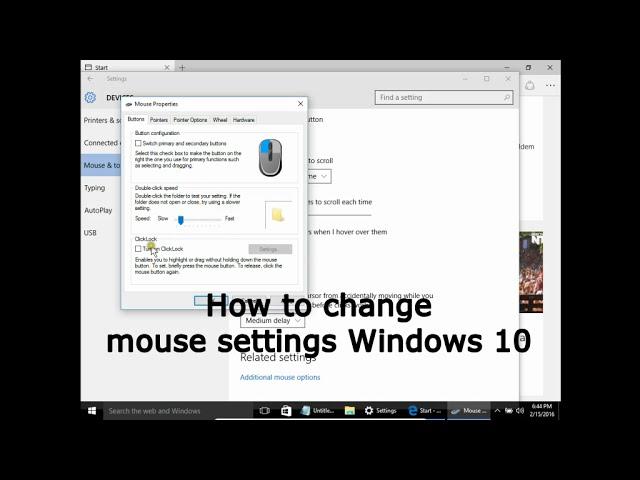 How to change mouse settings Windows 10