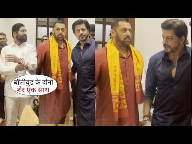 Salman Khan and Shahrukh Khan Meet with CM Eknath Shinde at Ganpati Celebration CM Home