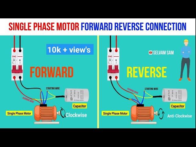 Single Phase Motor Reverse Forward Wiring Connection l Selvam sam