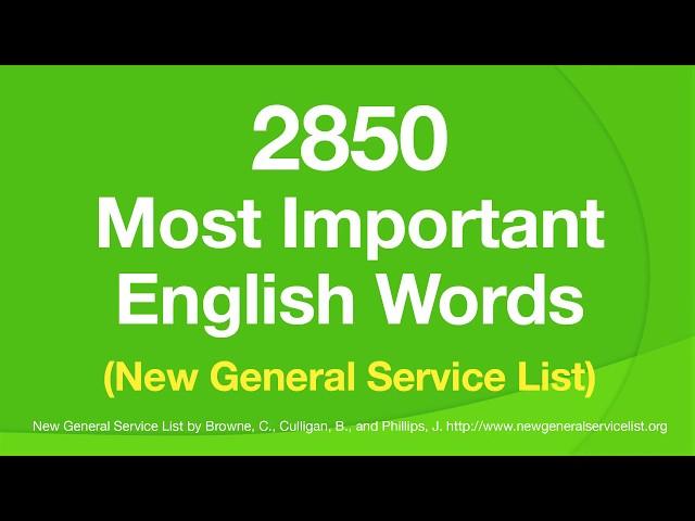 2850 Most Important English Words (NGSL) - With definitions in easy English