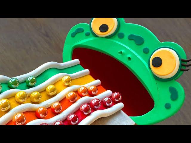 Marble Run Race Plasticine Frog ASMR Pop Tube