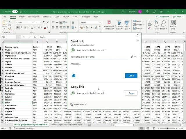 How to share an Excel file with multiple users in Office 365