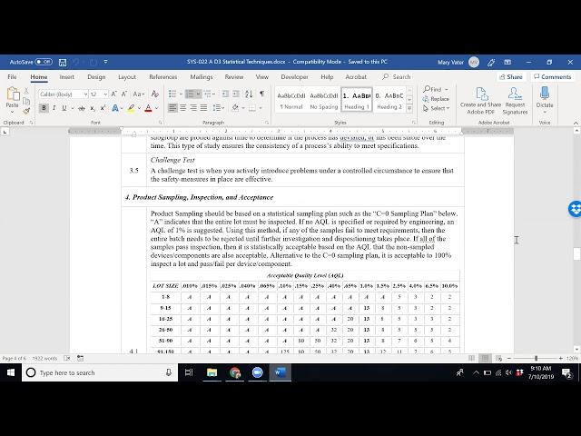 SYS-022 Statistical Techniques Procedure Video