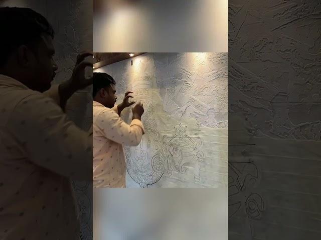 Beautiful Wall Texture design for interior #shorts #texturedesign #shortvideo #wallpainting￼