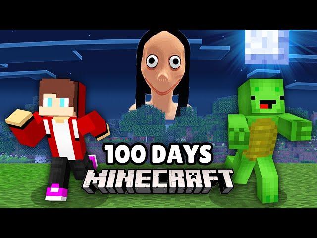 JJ and Mikey Survived 100 Days From SCARY MOMO in Minecraft Challenge Maizen