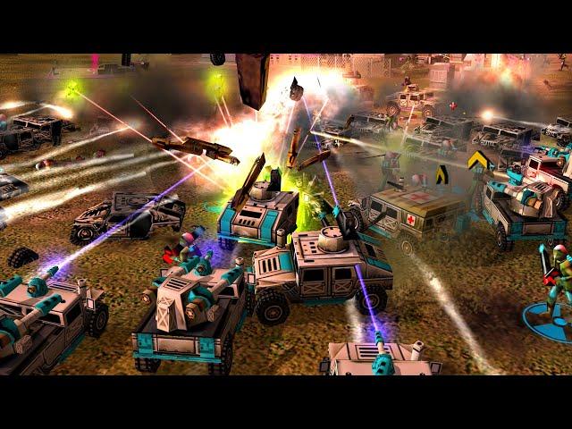 Laser Tanks vs Paladins Epic Battle | 1v1v1v1v1v1 Defcon 6 Free For All | C&C Zero Hour