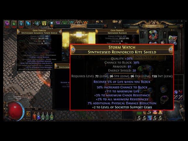 Path of Exile (3.25) - How to craft my Absolution Elementalist shield using Recombinators