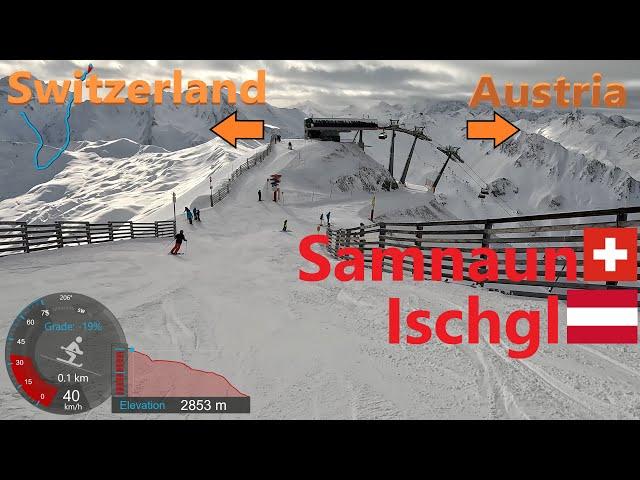 [4K] Skiing Samnaun/Ischgl, Skiing Switzerland to Austria... And Back We Go! AUT/CH, GoPro HERO11