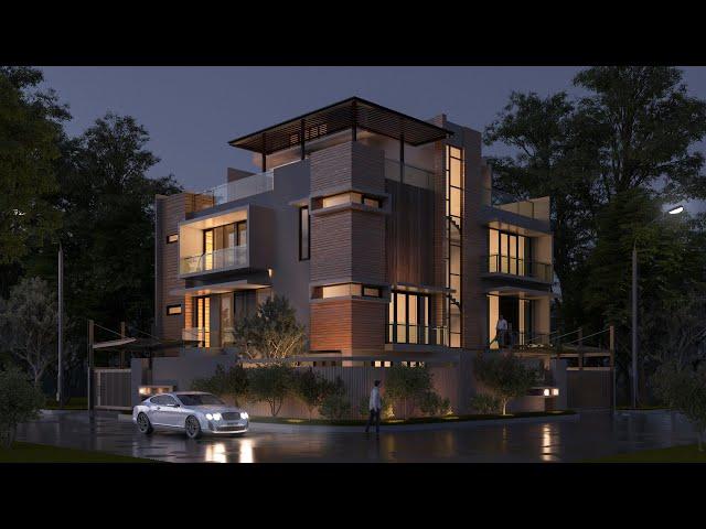 Exterior Night Render in V-Ray 3DsMax Complete Tutorial