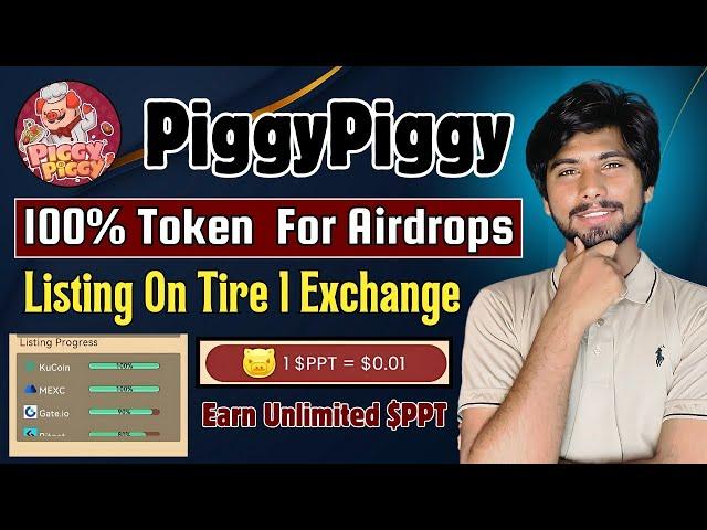 PiggyPiggy Telegram Airdop Today | 100% Tokens For Airdrop, Earn Free $PPT