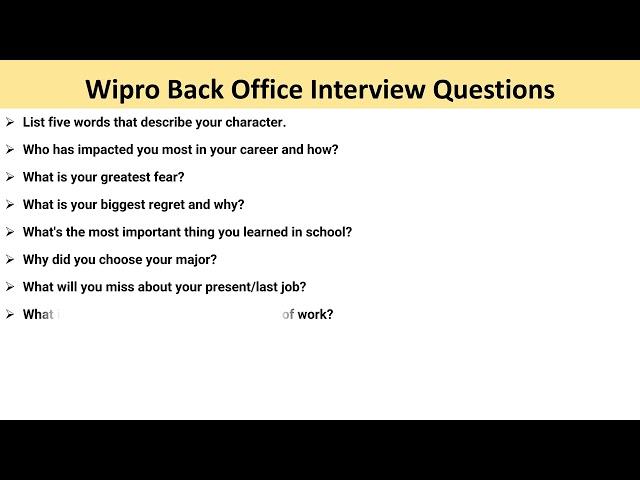 wipro back office interview questions