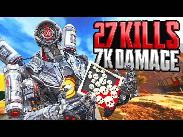 INSANE Pathfinder 27 KILLS and 7,300 Damage Apex Legends Gameplay