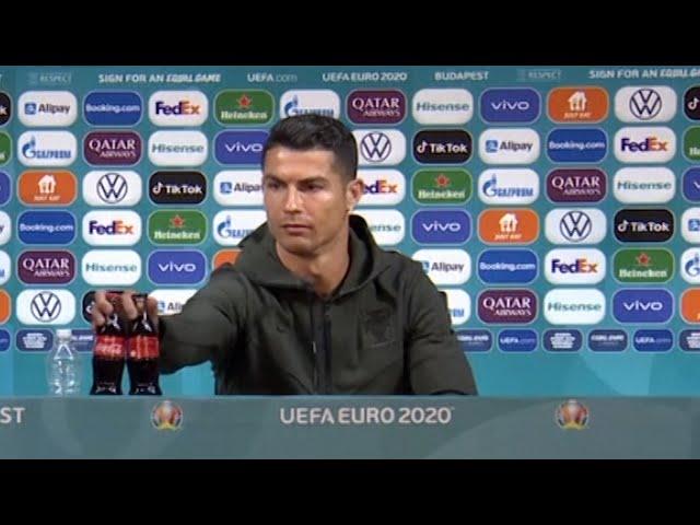 'Drink water': Ronaldo removes Coca-Cola bottles in press conference