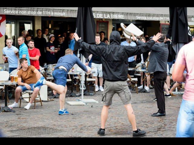 England And Wales Fans Unite Against Russian Hooligans In Lille