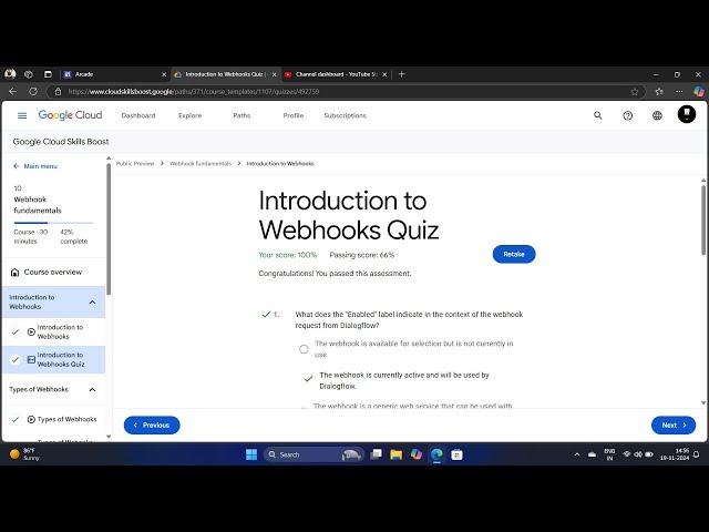 Introduction to Webhooks Quiz | Arcade |