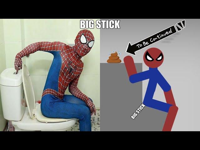 Real Spider-Man vs Spider Stickman | Stickman Dismounting funny moments | Best Falls